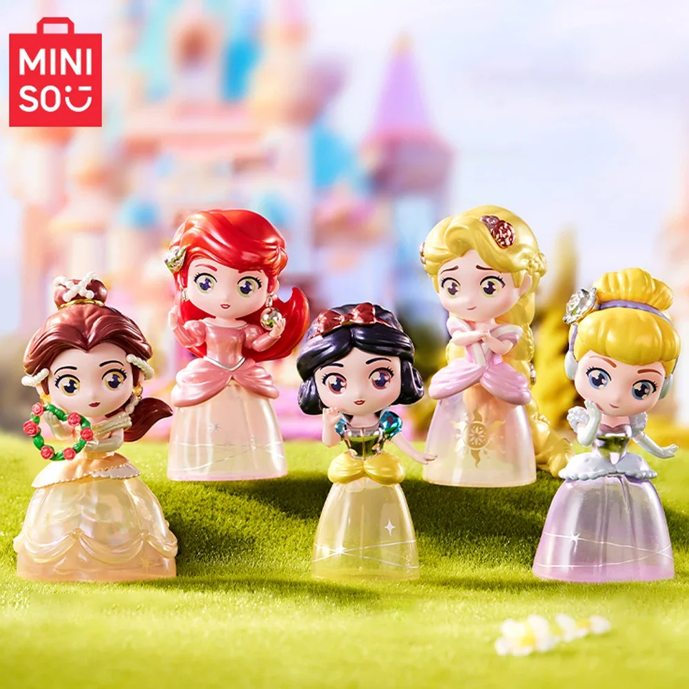 MINISO-Disney Fantasy Princess Series Blind Box ، Snow White ، Cinderella ، Belle ، Ariel ، ديكورات سطح المكتب ، دمية نموذجية ، هدية اللعب