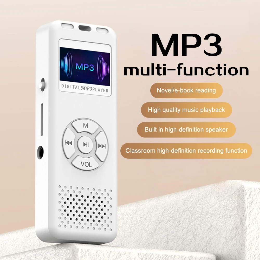 مشغل MP3 صغير محمول مشغل موسيقى HiFi مكبر صوت مدمج مع تسجيل الكتب الإلكترونية راديو FM 2025 مستنسخ جديد MP3