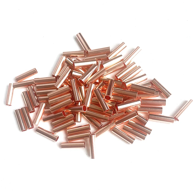 1000Pcs  φ4 mm 6mm2  GT Copper Connecting Pipe Wire Joint Small Copper Tube Terminal Cable Lug Connection Tube Wire Connector