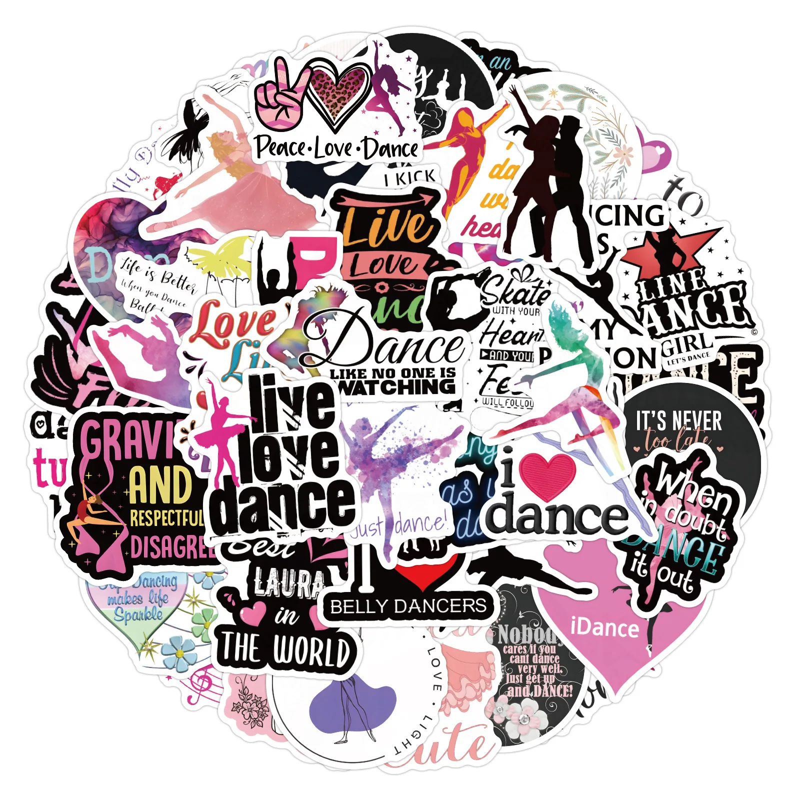

60PCS Dance Stickers Ballet Cartoon Decals Girl DIY Toy Graffiti Decoration Suitcase Fridge Cup Laptop Phone Guitar Car Bike
