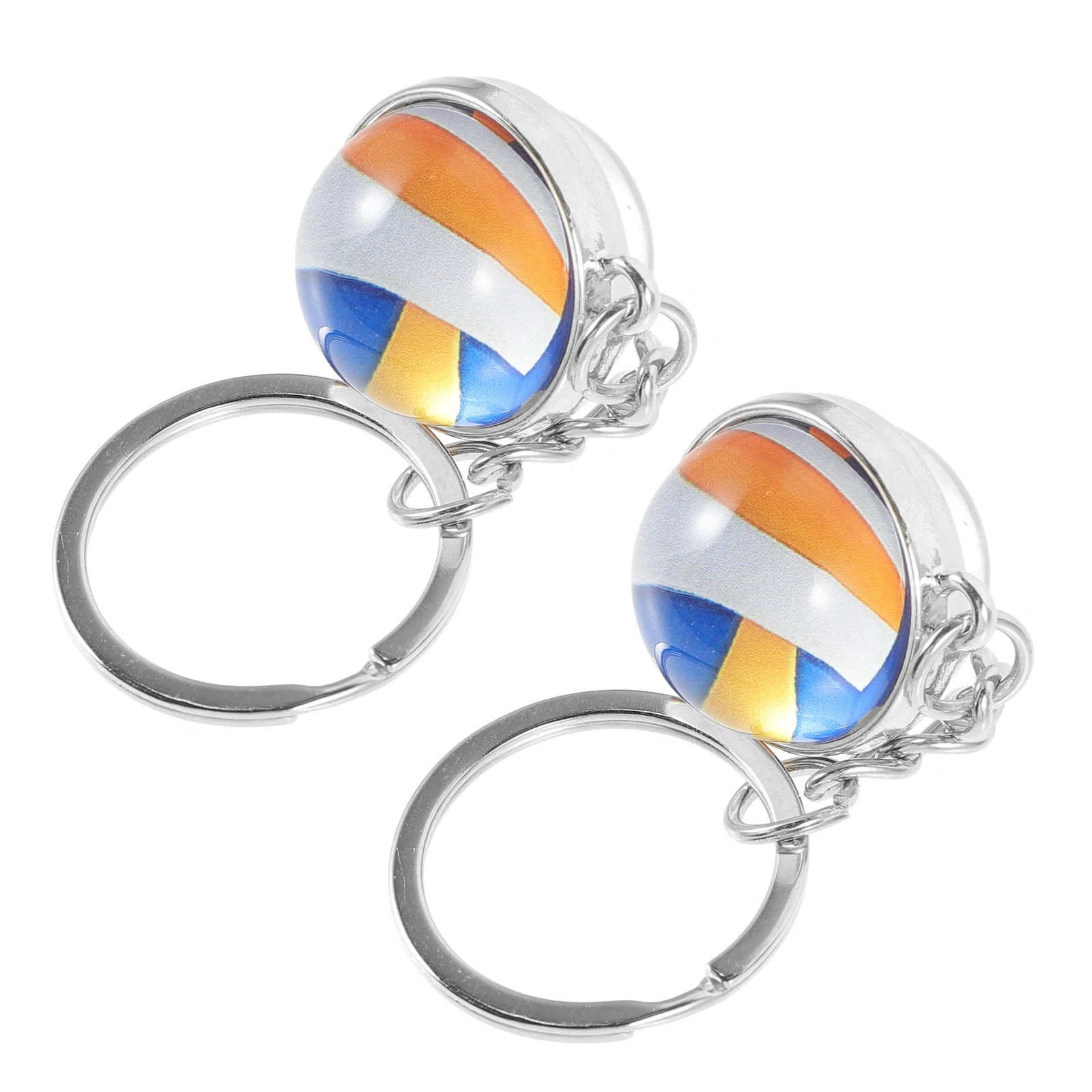 

2 Pcs Volleyball Keychain Hanging Decorative DIY Supplies Fob Sports Big Glass Alloy Adorable Bag Pendant