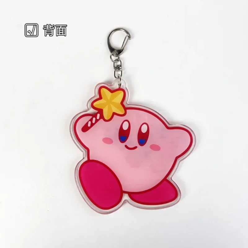 Kirby Cute Pendant Keychain Acrylic Kawaii Cartoon Cute Action Figure Stand Model Desk Decor Shaking Doll Bag Charms Gift 10cm