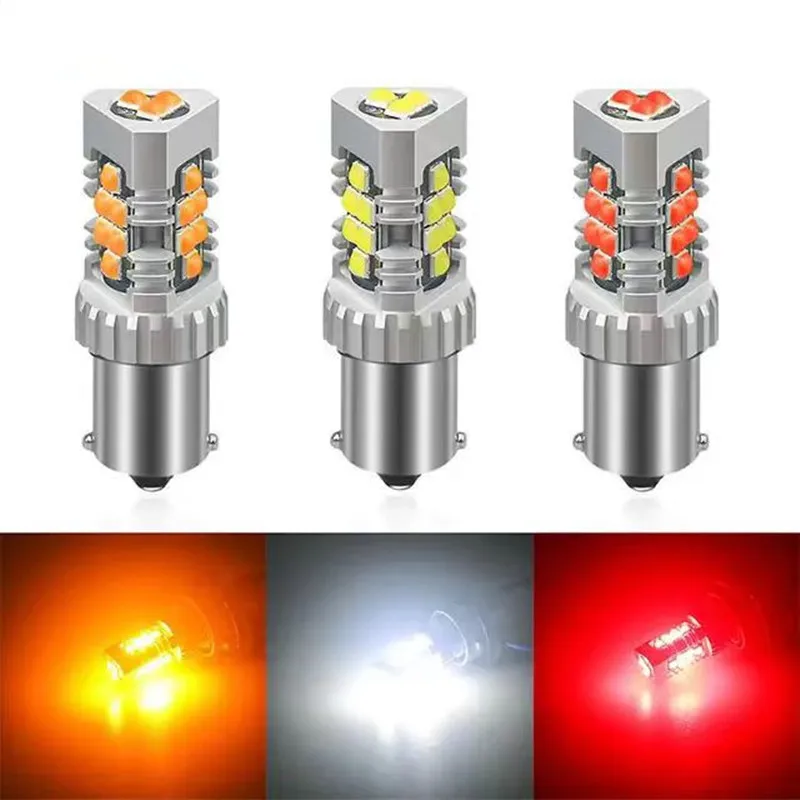 2/4pcs T20 LED Turn Signal Bulbs CanBus 1156 BAU15S PY21W 1157 7440 7443 3D 3030/21SMD 12V Car Rear Brake Lights Reverse Lamps