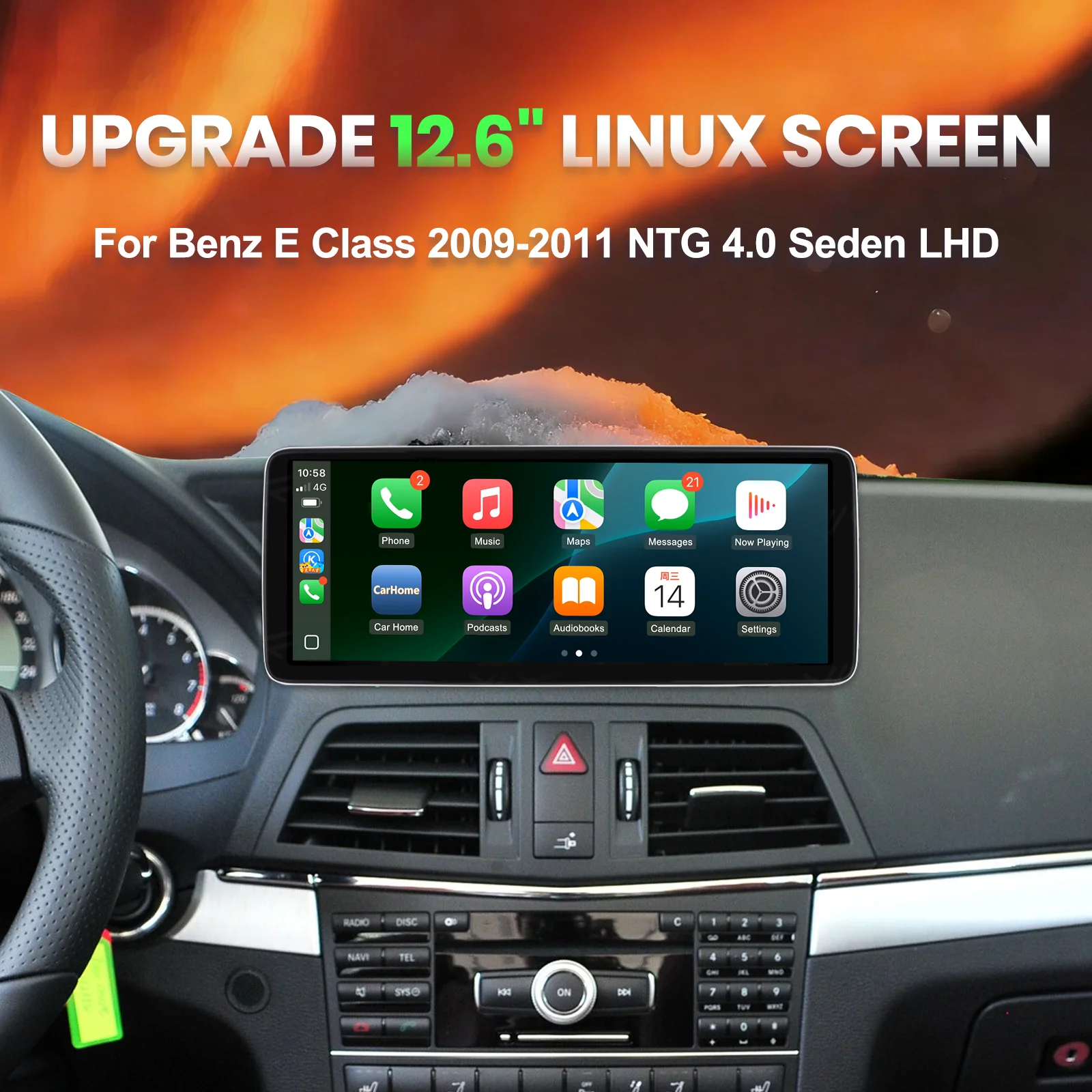 Ezonetronics 12.6 inch Multimedia Linux Screen Wireless CarPlay For Mercedes Benz E-Class or coupe 2009-2011 with NTG 4.0 System