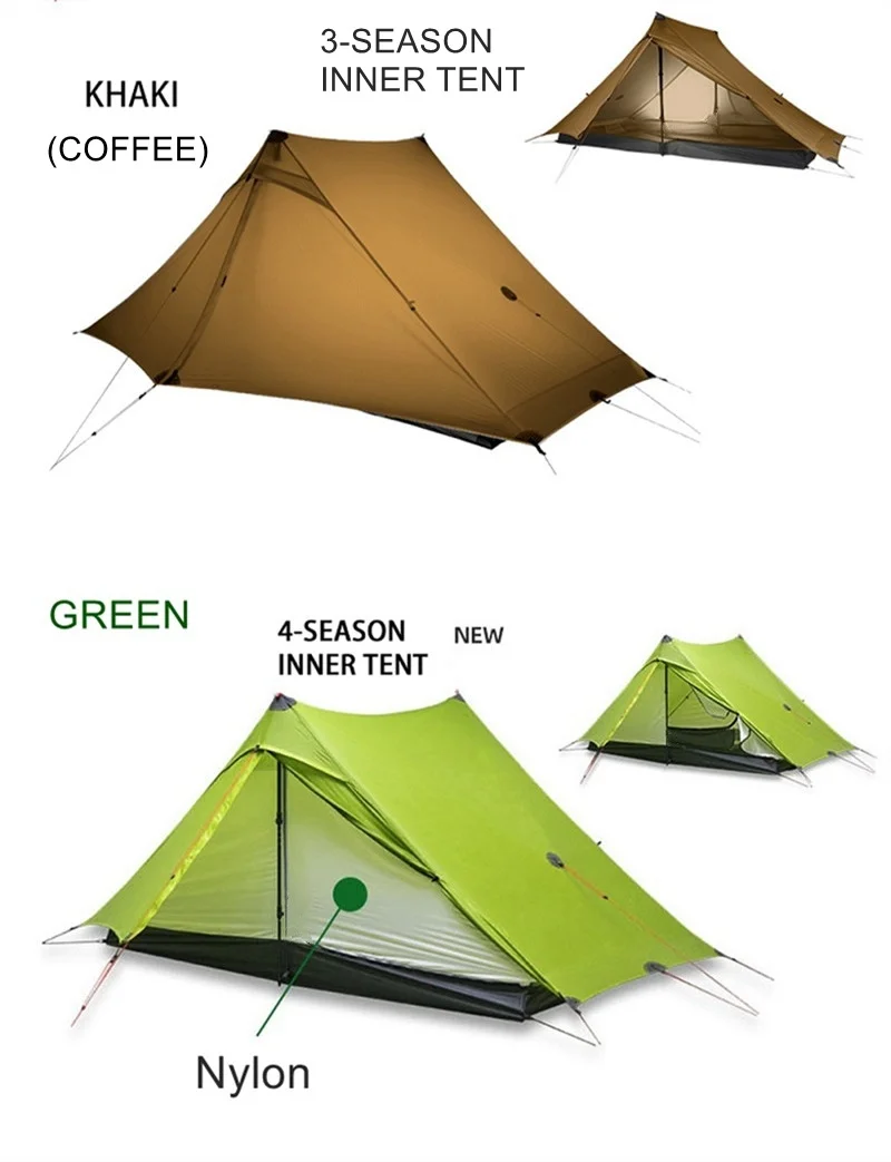 3F UL GEAR Lanshan 2pro 2026 Silpoly/Silnylon Zelt Outdoor Camping T-Reißverschluss-Tür Ultraleichtes 2-Personen-Zelt Wandern Wasserdicht Winddicht – Detail 15