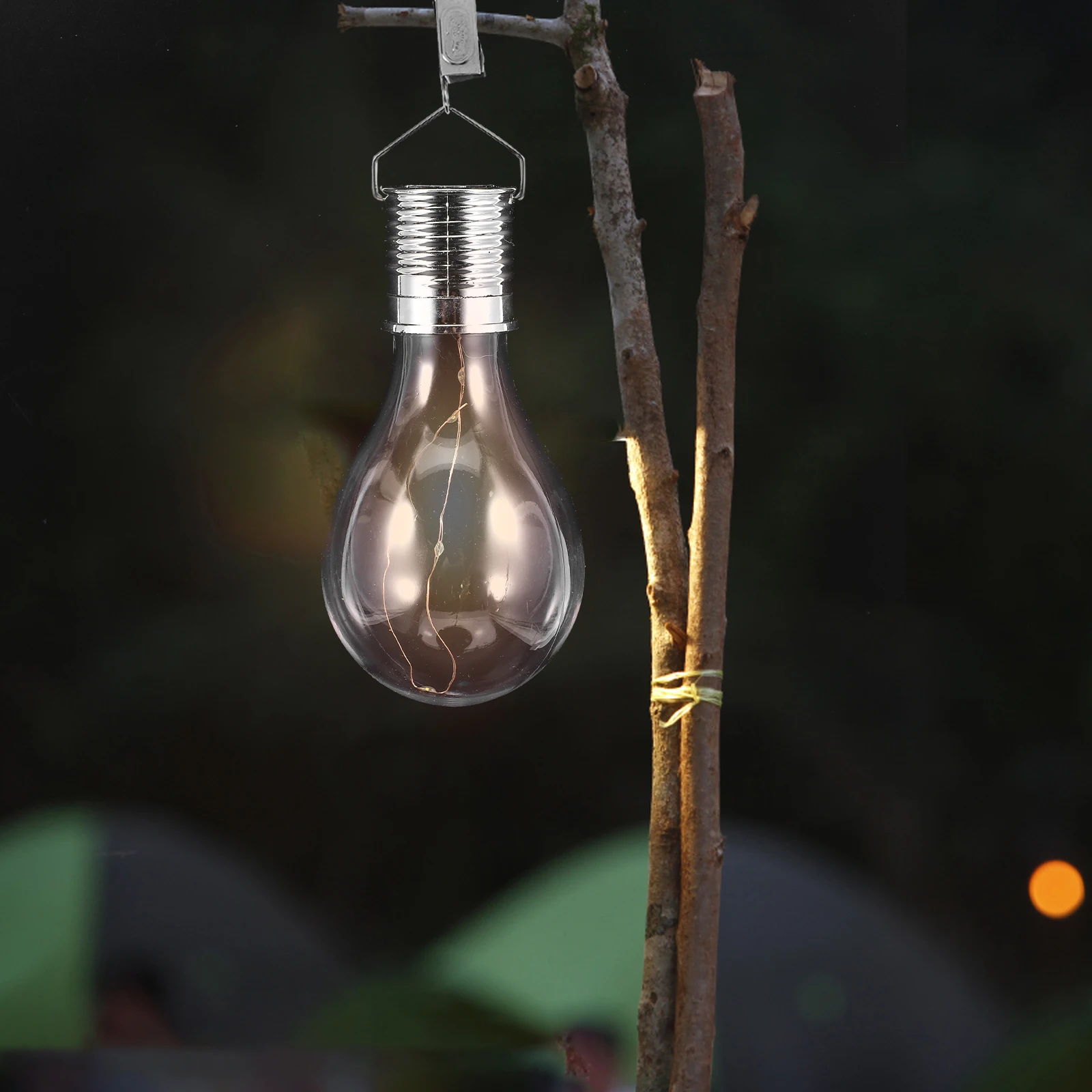 

5 Pcs Solar Hanging Light Bulbs Outdoor LED Garden Waterproof Transparent Warm White Bulb Shape Eco Friendly Lawn Porch Backyard