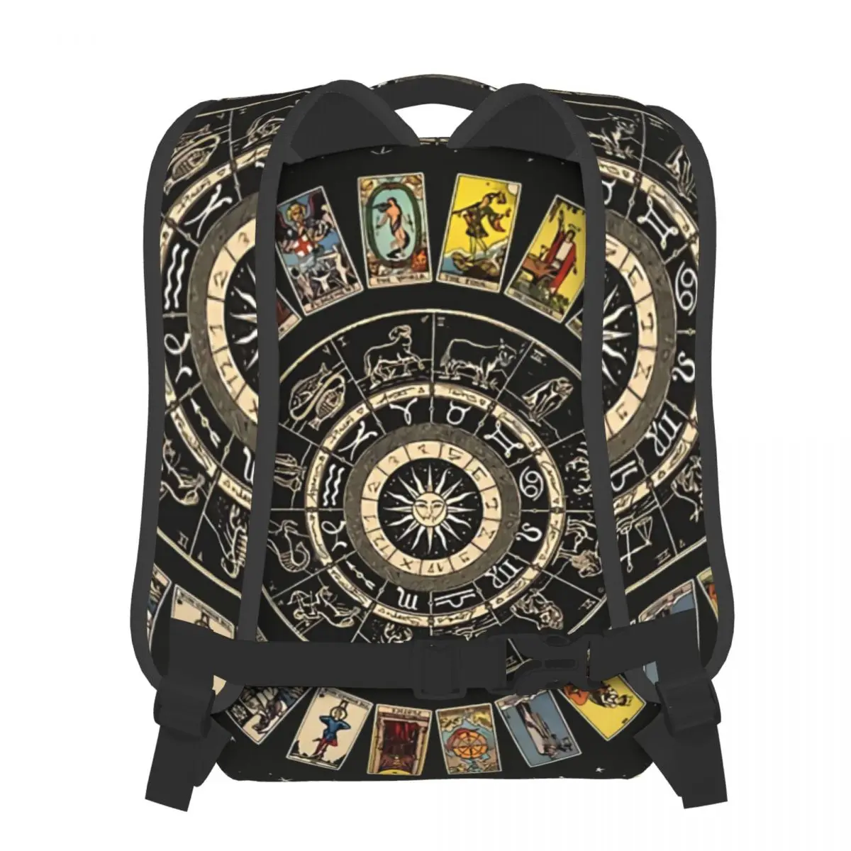 Casual School Bag Wheel Of The Zodiac Astrology Chart Major Arcana Travel Laptop Backpacks Mystery Tarot Card Soft Rucksack