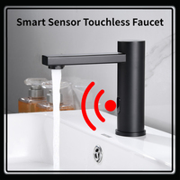 Black Bathroom Sensor Faucet Smart Bathroom Basin Touchless Faucets Stainless Steel Sink Mixer Kitchen Infrared Tap Vanity Mixer