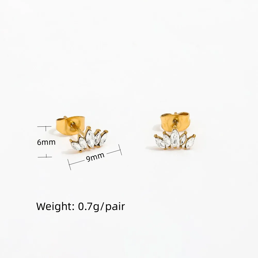 Joolim Jewelry Wholesale High End PVD Non Tarnish Light Luxury Rhombus White Row Zircon Stud Stainless Steel Earring for Women