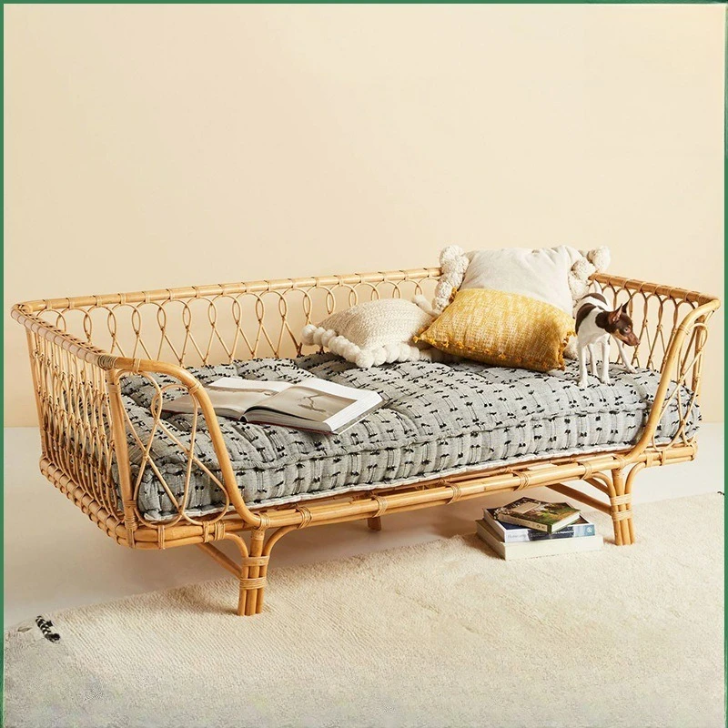 Modernes, einfaches Rattan-Schlafsofa, nordisches Haushalt, kleines Rattan-Bett, Wohnzimmer, multifunktionales Dual-Purpose-Schlafsofa