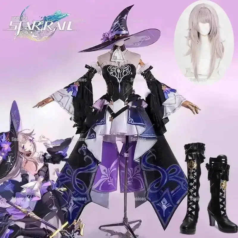 Aa124LQHerta disfraz de Cosplay juego Honkai Star Rail peluca vestido sombrero uniforme sombreros mujeres hombres Halloween carnaval zapatos de juego de rol