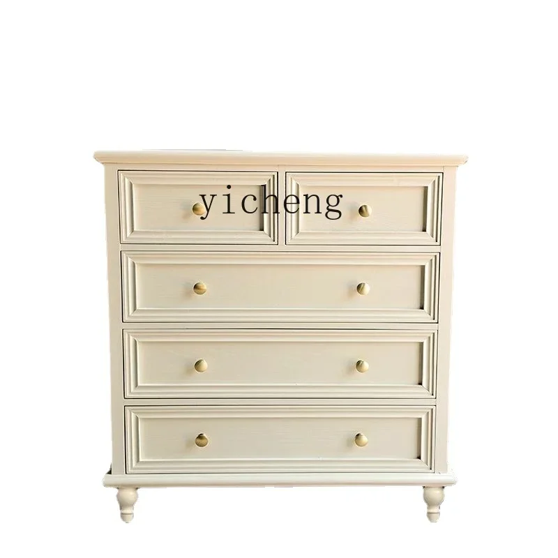 YY Solid Wood Complete American Chest of Drawers Bedroom Light Luxury Master Bedroom Chest of Drawers Nine-Drawer Cabinet Home