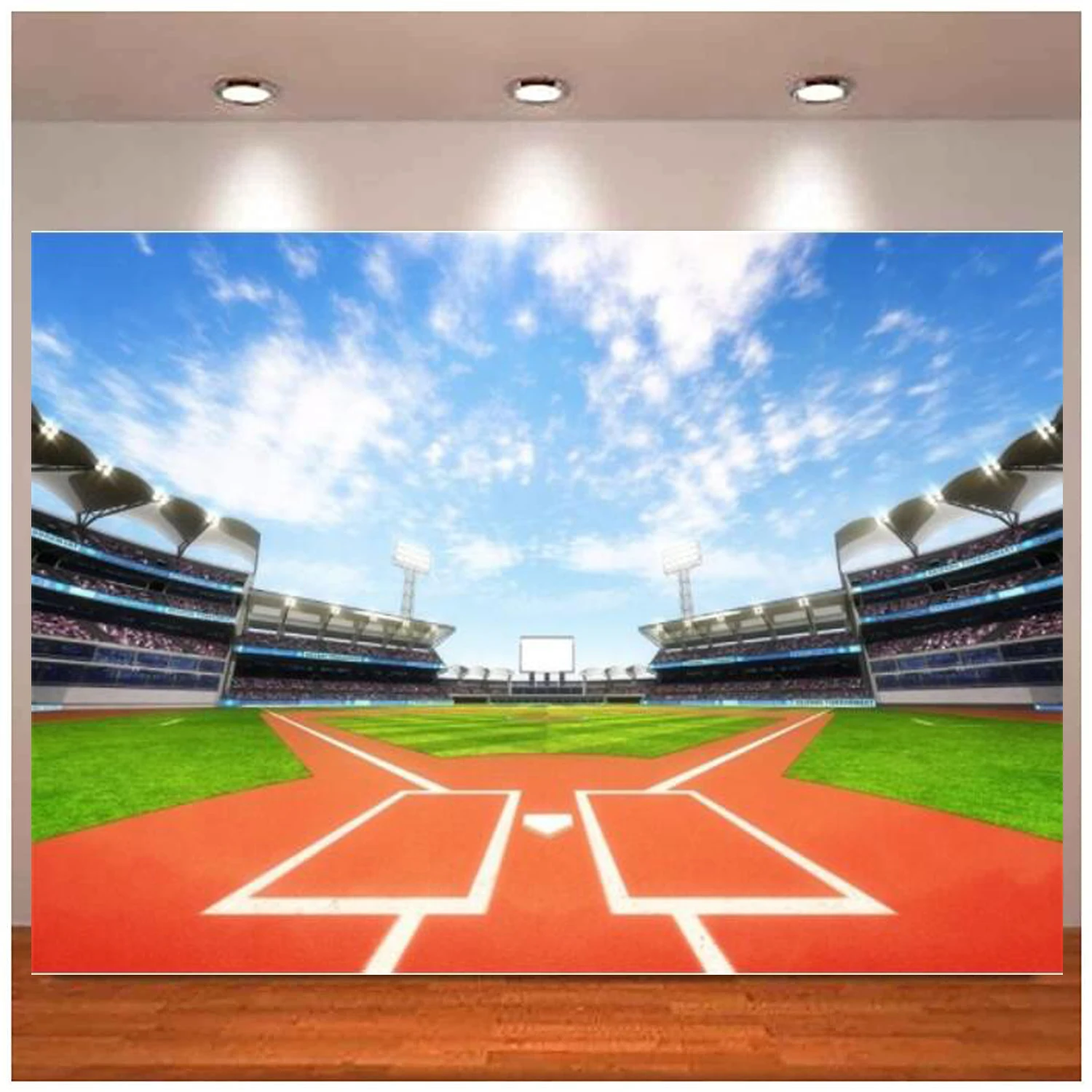 

Outdoor Sports Photography Backdrop Baseball Stadium Pitch Green Grass Field Background Boys Students Adults Portrait Banner