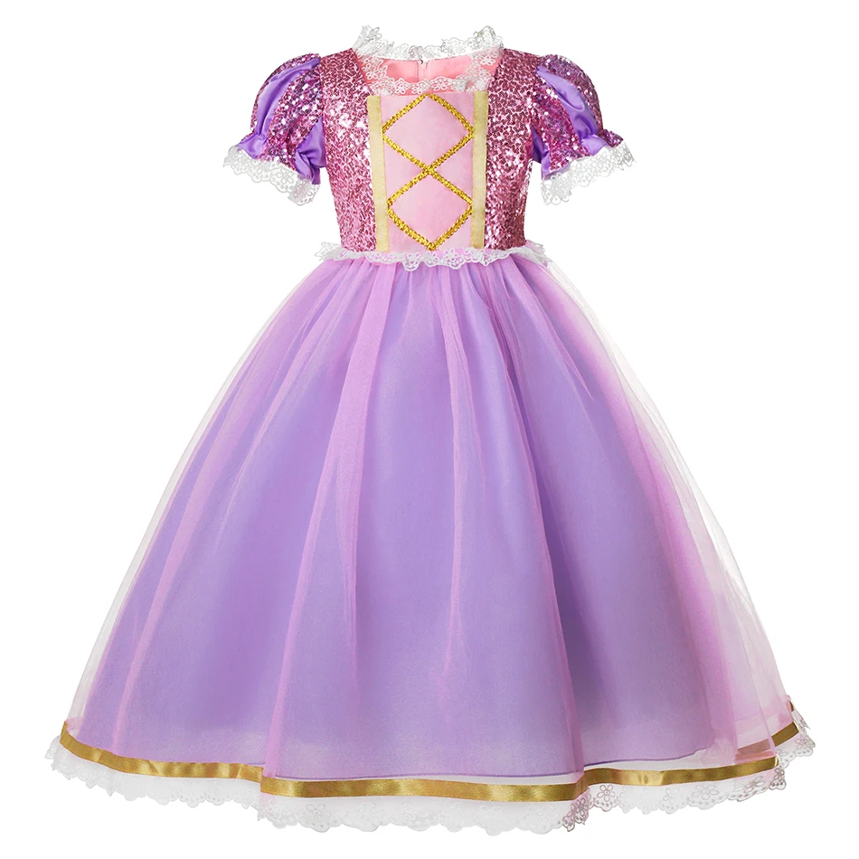 Disney Rapunzel Dress for Princess Girl Tangled Cosplay Costume Baby Halloween Cosplay Christmas Carnival Birthday Party Fancy