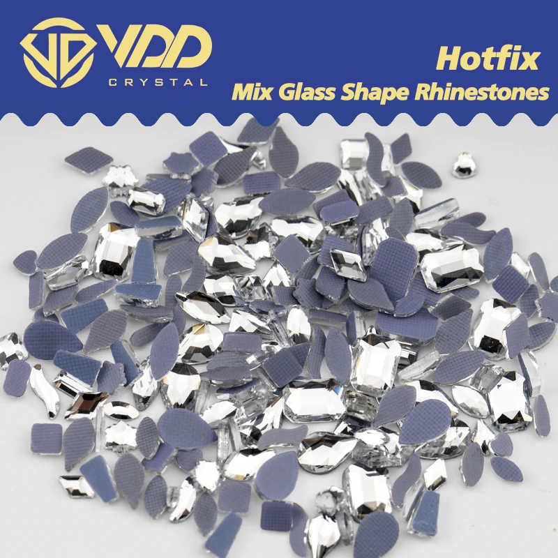 VDD AAAAA Top Quality 100/500Pcs Mix Shape Glass Hotfix Crystal Rhinestones Flatback Stones DIY Crafts Dress Clothes Decorations