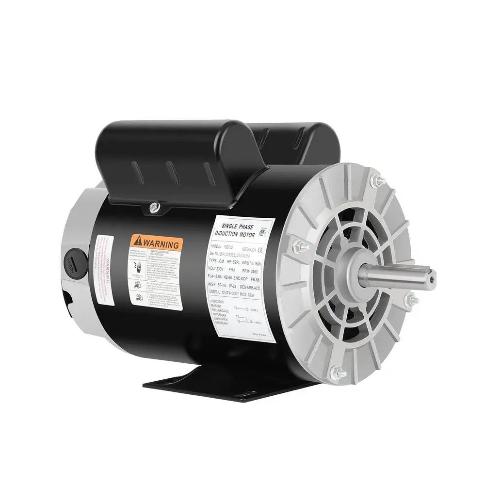 5 HP SPL Electric Motor 230V 3450 RPM Air Compressor Motor ODP 56 Frame 15A CCW Rotation Keyed Shaft