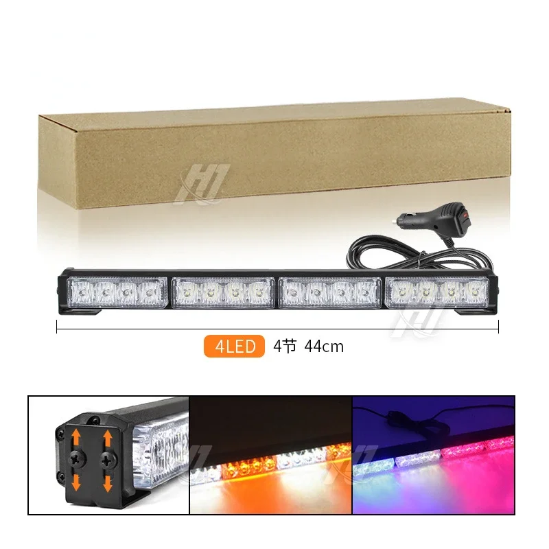 4-light 4-section 16LED Long Bar Flashing Warning Light for Car Grille with Long Bars