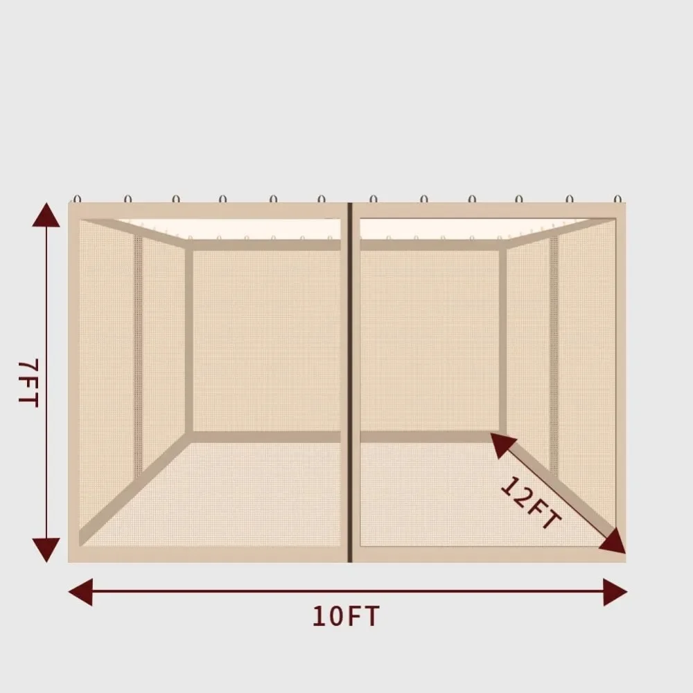 Moustiquaire de Remplacement pour Gazebo, Rideau de Confidentialité Universel pour l'Extérieur, Écran Mural à 4 Panneaux, 10x12 Pouces