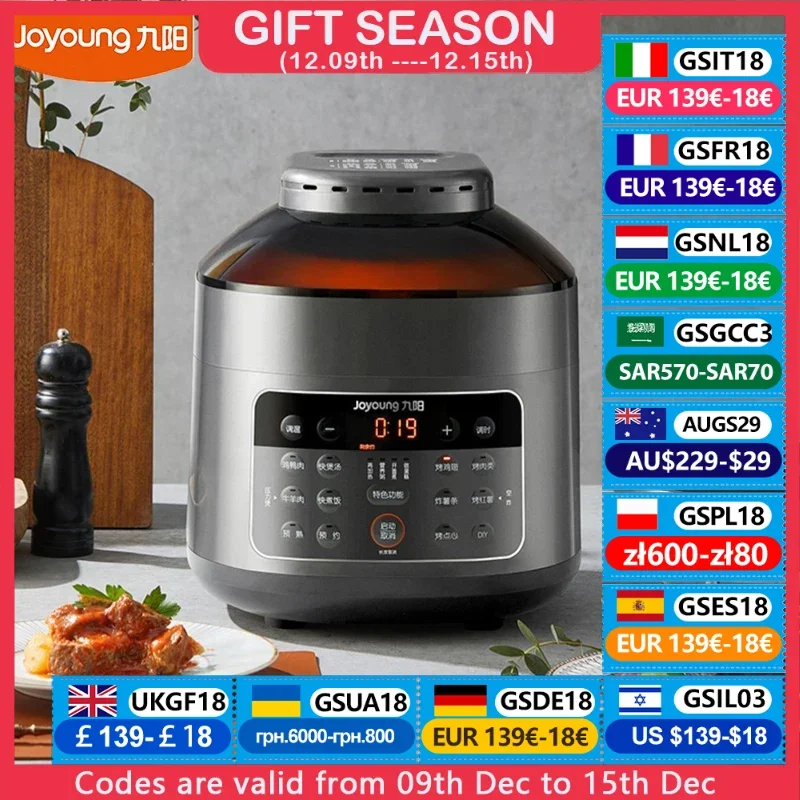 Joyoung Electric Pressure Cooker 4L Non-Stick Liner Rice Cooker Double Lids Multifunction 4-in-1 For Home Kitchen B991