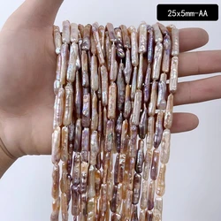 25x5mm AA Natural Freshwater Purple Pearl Exquisite Baroque Loose Strip Bead Jewelry Make DIY Necklace Bracelet Women Wedding