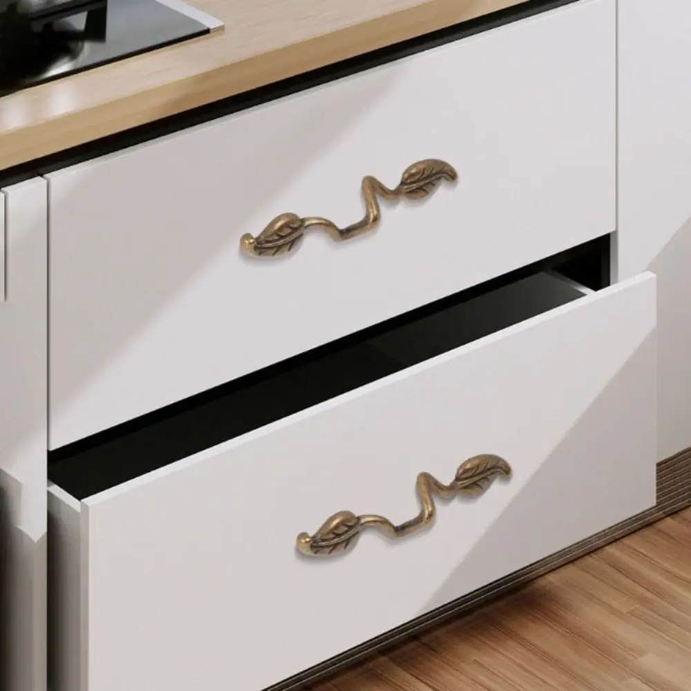 

Vintage Zinc Alloy Leaf Shape Pulls Leaf Shape Decorative Vintage Pulls Hole Distance European Style Cabinet Pulls Dresser
