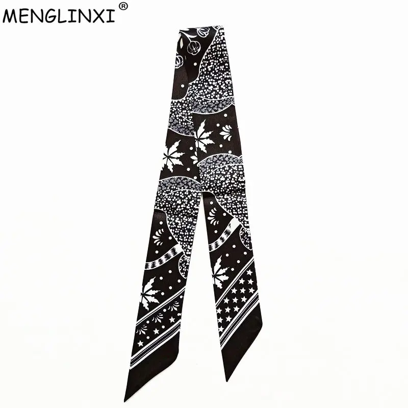 2024 New Design Leopard Brand Silk Scarf Women Hair Scarf Fashion Neckerchief Skinny Scarves For Ladies Bag Ribbons Womens Tie