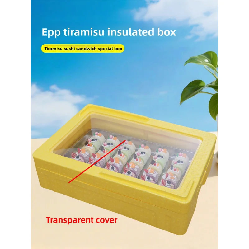 27L transparenter Deckel EPP-Isolierbox Kühlbox Kommerzieller Stand Tiramisu Dessert Lebensmittelqualität Schaumstoffbox