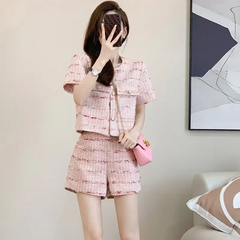

Костюм, шорты с короткими рукавами, костюм 2025 года, новый модный темпераментный костюм знаменитостей из двух предметов для женщин JJ9