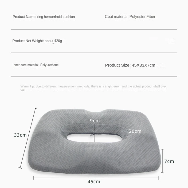 Almofada de espuma de memória das mulheres grávidas, rebote lento, almofada maternidade, oco, descompressão, cinza, 1 peça