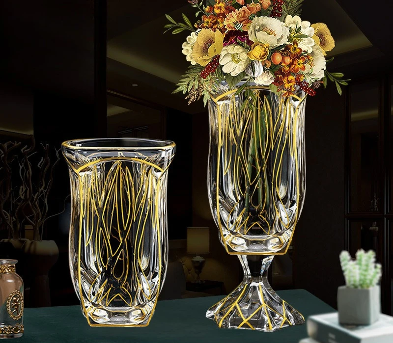 European style, light luxury court style, crystal glass vase, living room decoration
