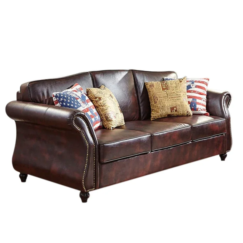 

French classic retro leather sofa living room