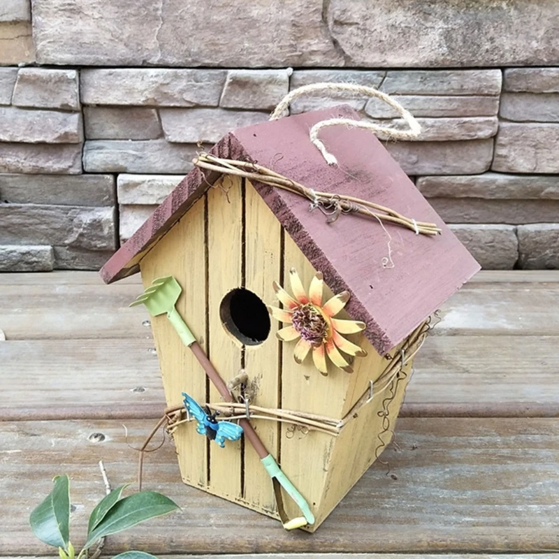 Hanging Bird Breeding House Weather Resistant Rural Bird House for Hummingbirds