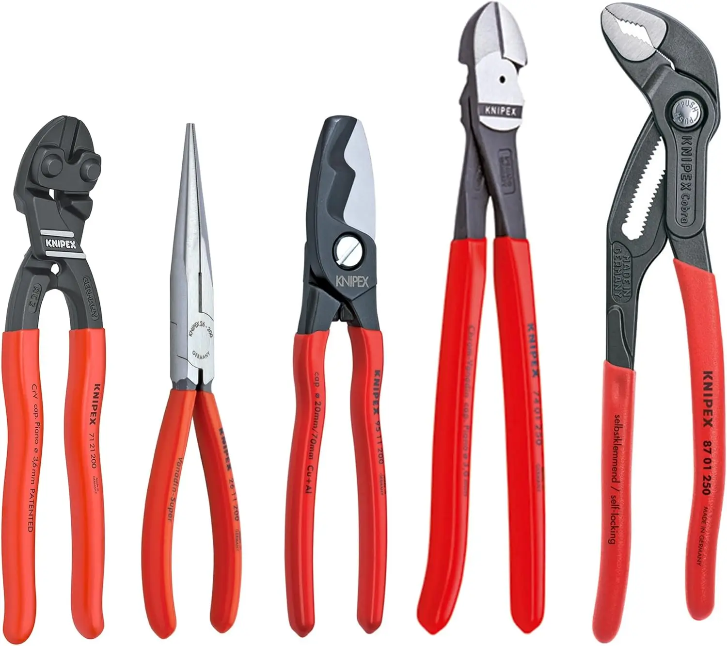 00 80 108 US Tools - 5 Piece Automotive Starter Pliers Set (87 01 250, 95 11 200, 26 11 200, 74 01 250, 71 31 200) (9K0080108US)