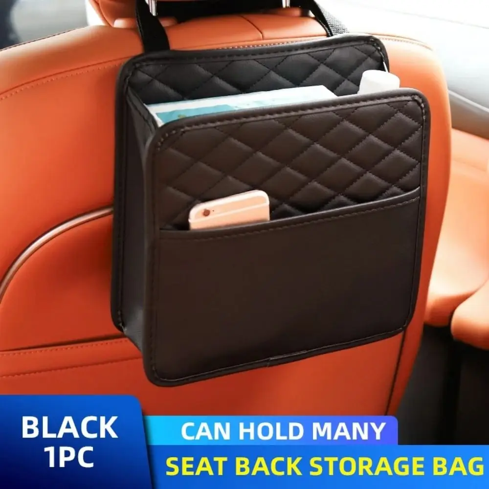 Bolsa de almacenamiento para asiento trasero de coche, colgador de automóvil de bolsillo de gran capacidad, organizador de colector, bolsas de cuero ajustables para vehículo