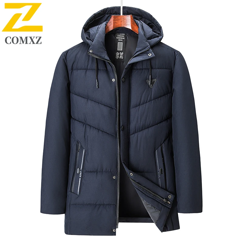 

2025 Winter Jacket Men New Fashion Hiking Travel Thermal Windproof Coat Business Style Detachable Hood Lightweight Puffer Jacket