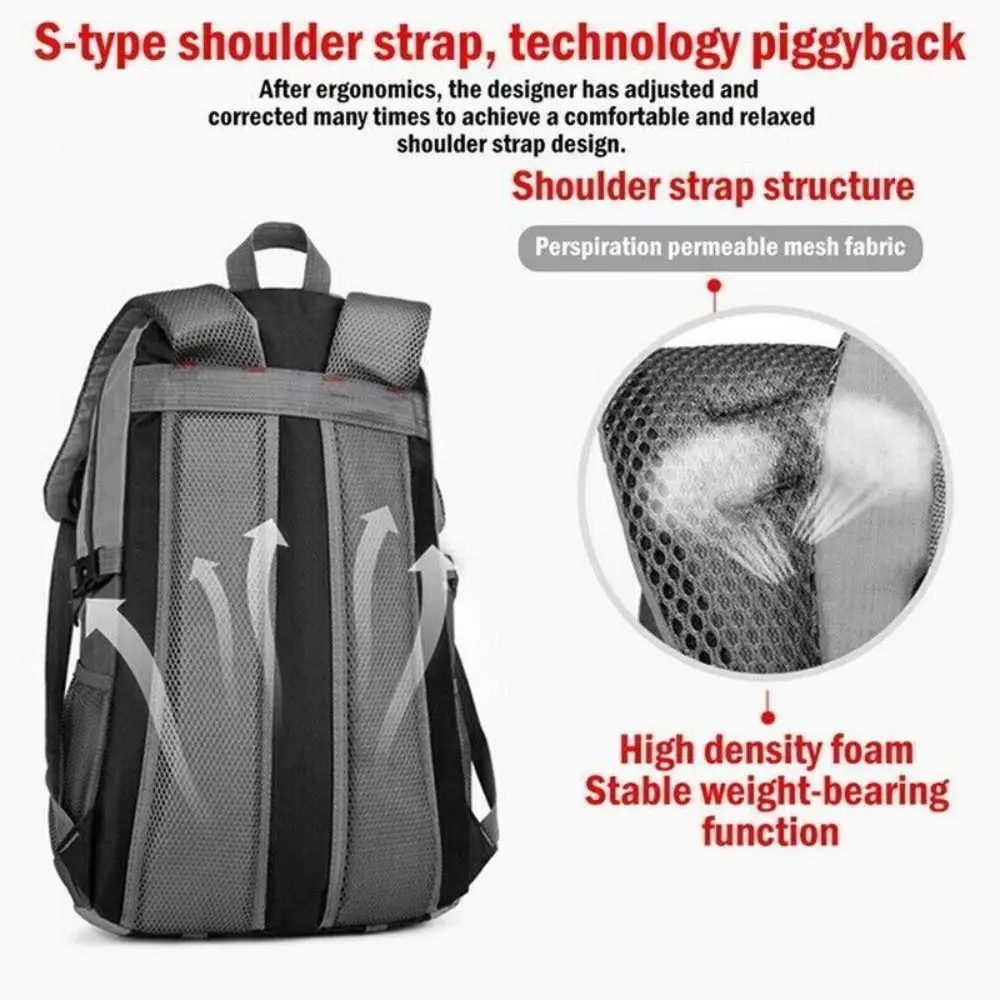 Durable Nylon Large Waterproof Backpack 40L Large Capacity Bag Camping Walking Hiking Outdoor Travel Rucksack