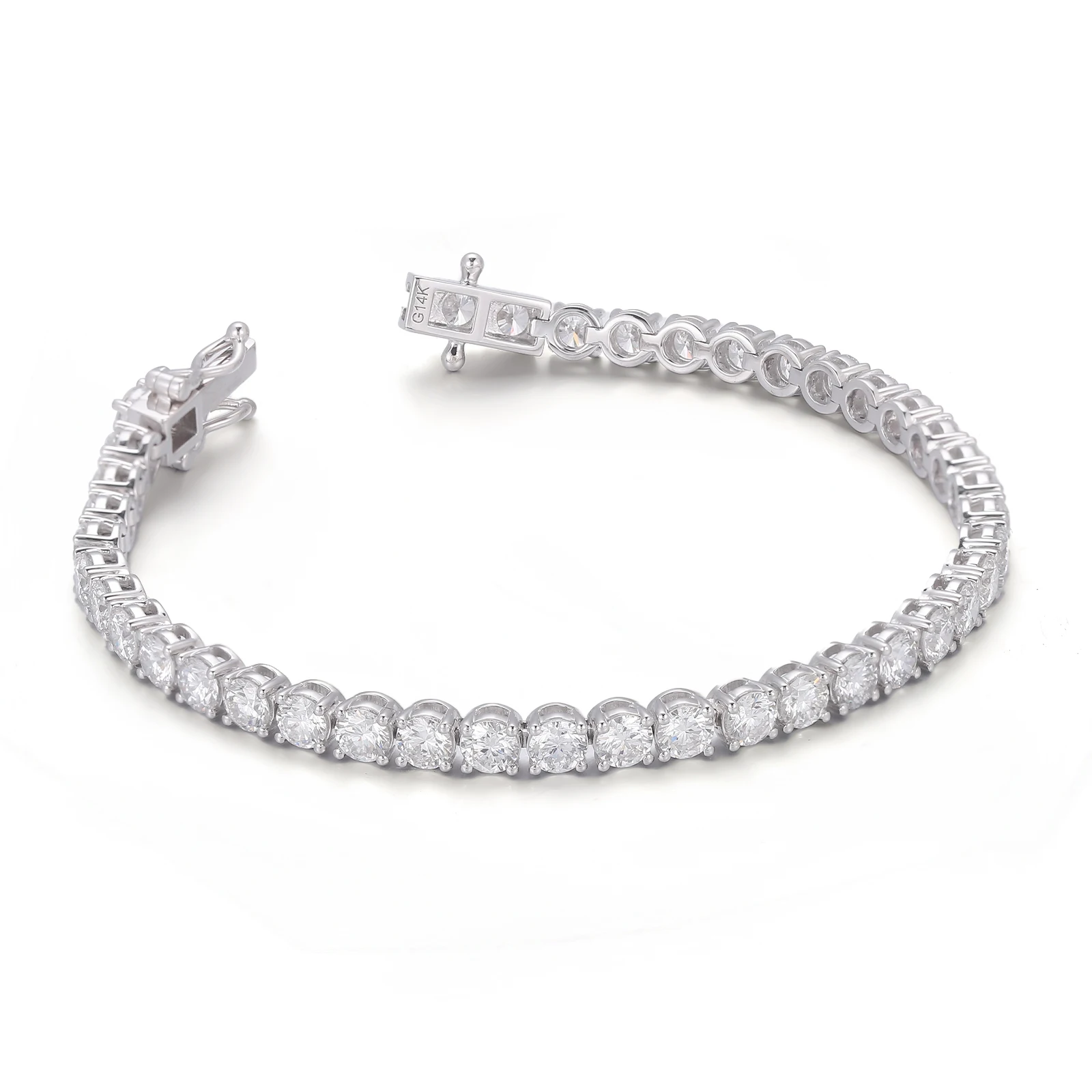 Provence Luxury Tennis Bracelet 7In White Gold 4.0mm Round cut DEF/VS Lab Diamonds Chain Fine jewelry for Women Men Custom