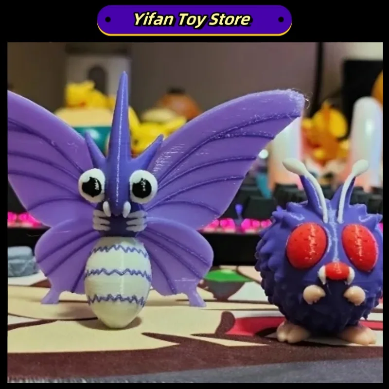 Figurines Pokemon Venomoth Venonat, dessin animé animé, impression 3D, modèle de bureau Kawaii Rick, jouets de bricolage, proportion du monde, cadeaux, 1:20