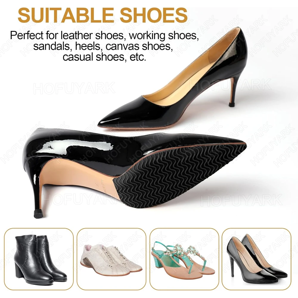 2Pcs Rubber Soles Replacement for Bottom of Shoes Grip Anti-Slip Sticker for High Heels & Sneakers Out Sole Repair Self-adhesive