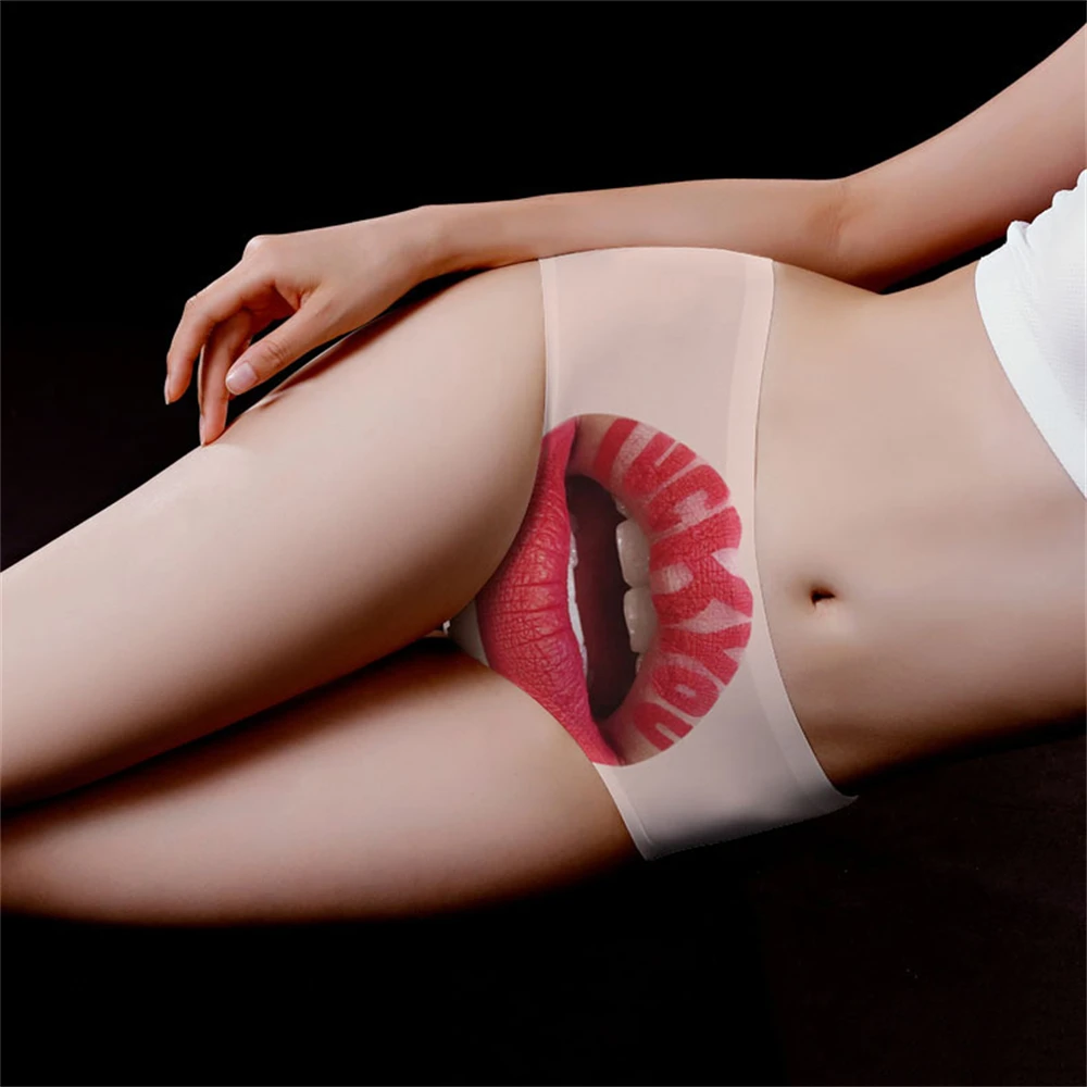 1 قطعة الحرير الجليد سلس مطبوعة الملابس الداخلية النسائية منتصف الخصر لطيف وحلو الفتيات مثلث السراويل تنفس وعارية #6