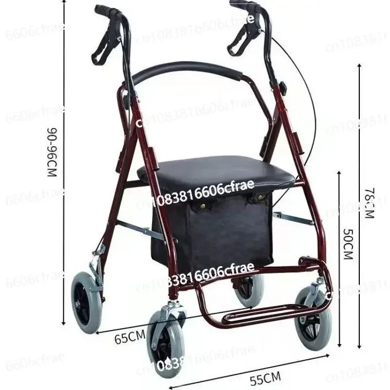 

Elderly Scooter Elderly Trolley Can Sit on Four Wheels, Shopping Cart Folding Seat Walking Trolley