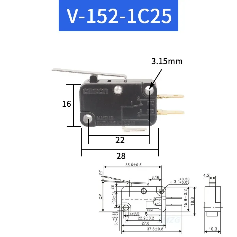 Przełącznik podróży mikro przełącznik wyłącznik krańcowy V-15 V-152 V-153 V-154 V-155 V-156-1c25 10 a250v