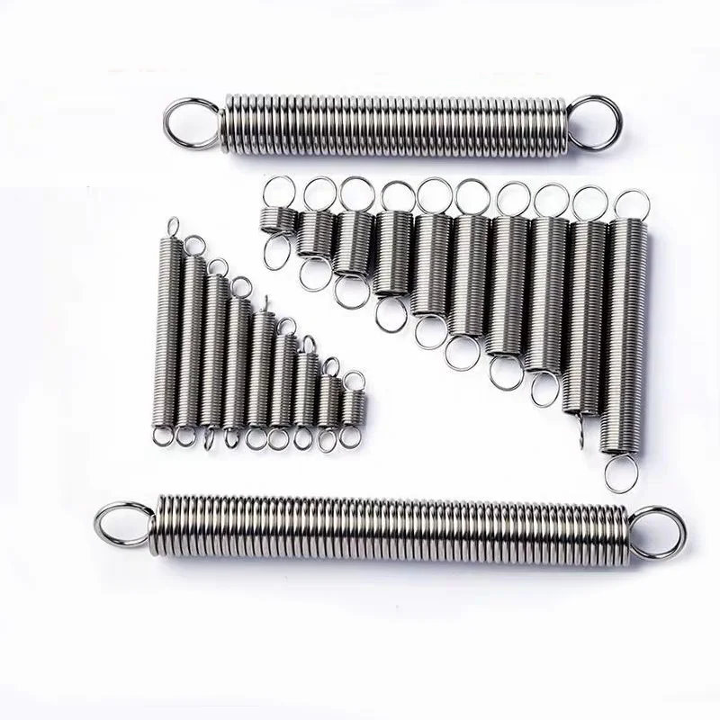 

304 Stainless Steel L-Type Double Coil Extension Spring Tension Spring 0.6mm Wire OD 5mm Length 20-200mm Hardware Parts