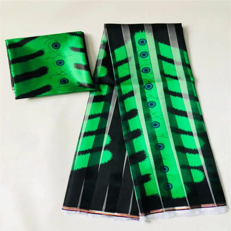 6 Yards/Lot New Desing African Fabric Organza Satin Silk Fabric High Quality Printed Satin Fabric For Party Dress.