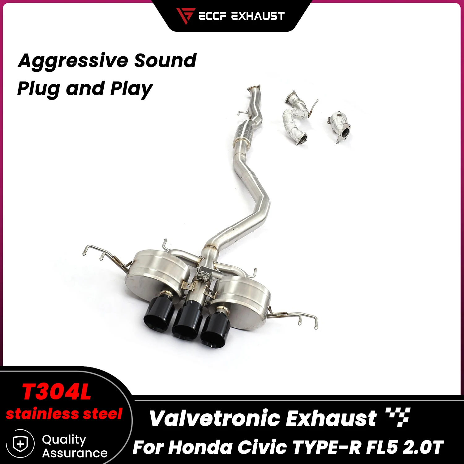 

Complete Exhaust System Stainless Steel Catback With Downpipe For Honda Civic Type-R FL5 2.0T High Flow Sporty Sound