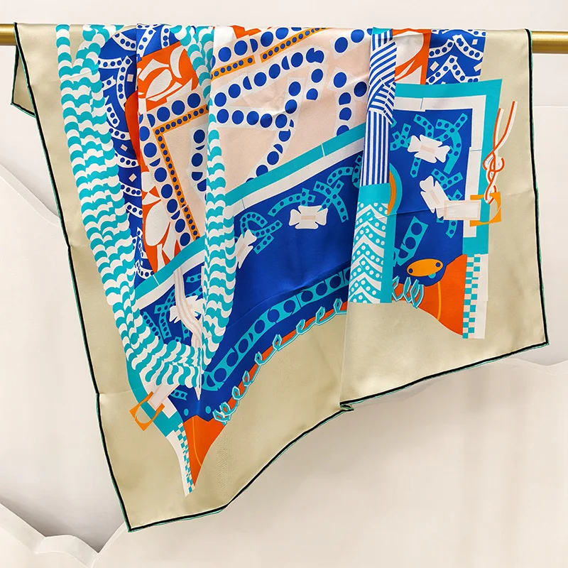 

Двусторонний шарф из 100% шелка, квадратный шейный платок 35 x 35 дюймов