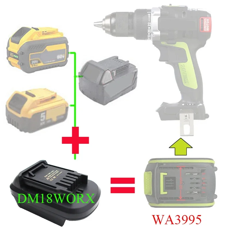 

Адаптер-конвертер DM18GWX для DeWalt для Milwaukee 18 в, литиевая батарея для Worx WU179 WU189 WU399 WU629 WU279 WU185 WU380