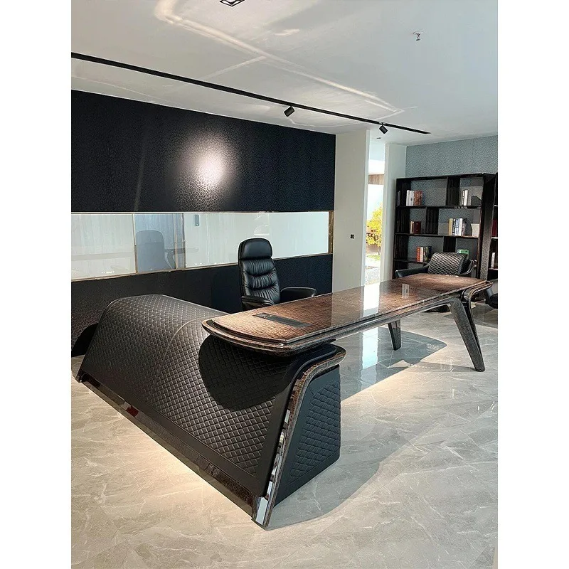 Italian light luxury mansion villa desk atmosphere president solid wood office computer desk