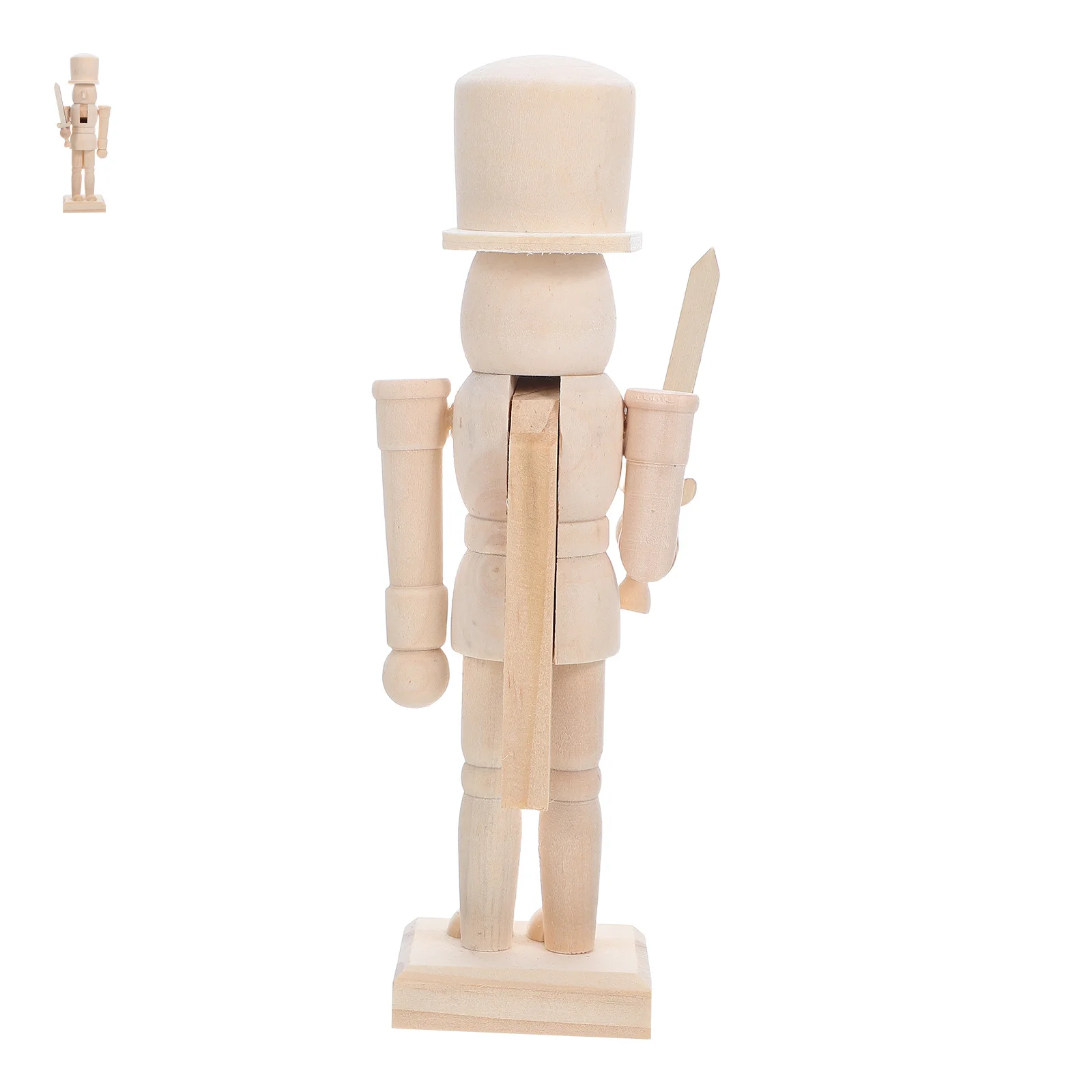 

Wooden Nutcracker Figurine Unpainted 20cm DIY Adornment Craft Set Christmas Decoration Handmade Wooden Puppet Soldier