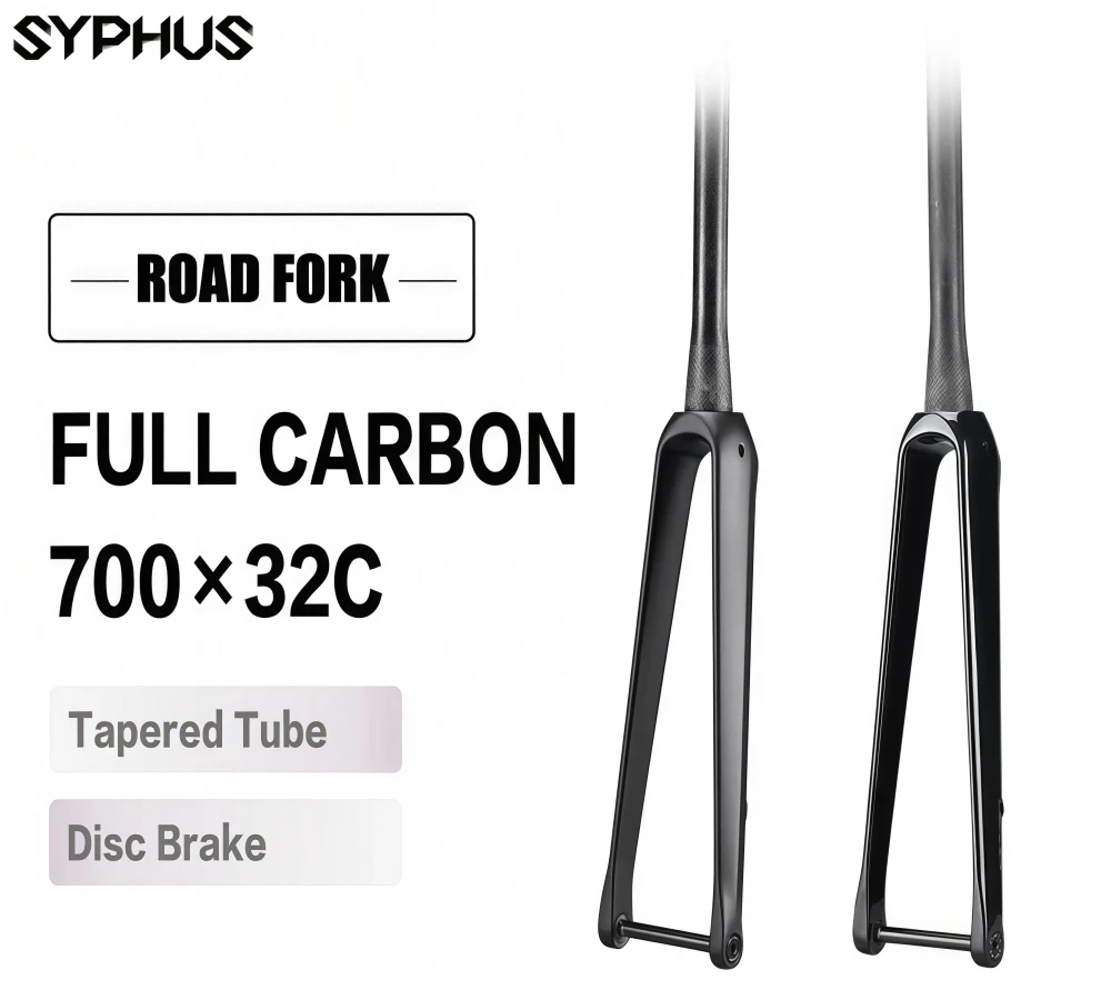 

Syphus Carbon Road Fork 700C Thru Axle 100*12mm Disc Brake 140 160mm Carbon Bicycle Forks Tapered Carbon Road Bicycle Fork